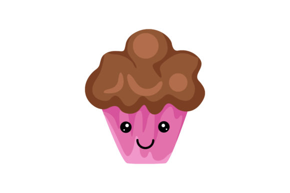 Amazing Pretty Chocolate Cupcake Kawaii Graphics & Illustrations