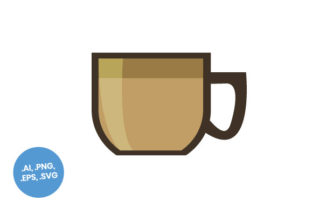 Brown Coffee Cup Flat Icon: Coffee Graphics & Icons
