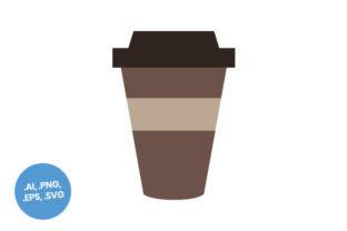 Brown Paper Coffee Cup Flat Icon for Craft Graphics
