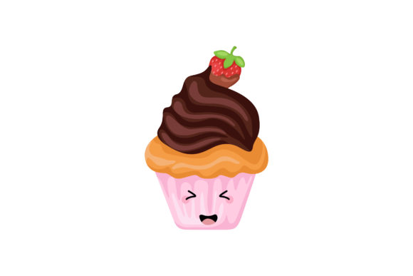 Chocolate Cupcake Kawaii Illustration: Graphics & Illustrations for Warm, Engaging Content