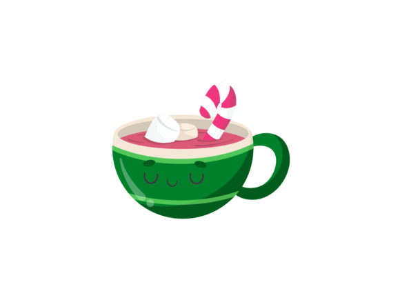 Christmas Illustration Green Cup Graphics & Illustrations
