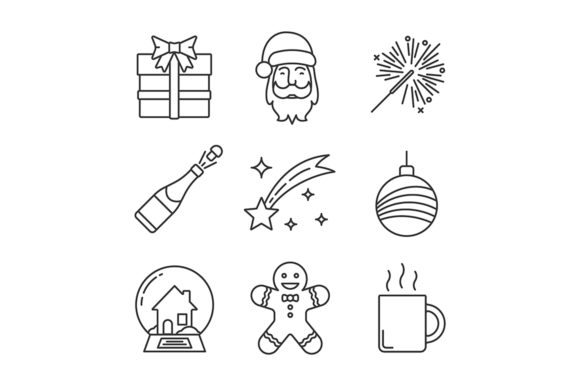 Christmas & New Year Linear Icons Set: Graphics for Polished Publishing