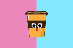 Coffee Cup Kawaii Cute Illustration for Graphics