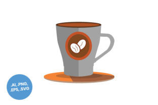 Coffee Cup with Bean Icon Graphics for Local Branding