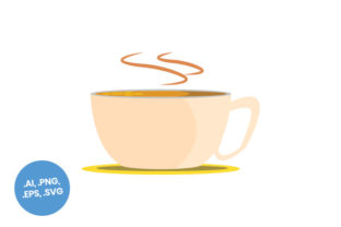 Cream Coffee Cup Flat Icon for Crafts, Graphics & Icons