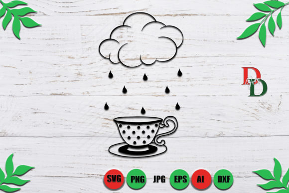 Cup Coffee SVG & Vintage Rainy Graphics for Crafts