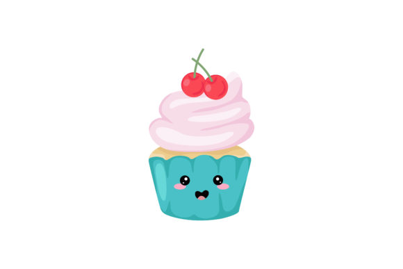 Happy Sweet Cupcake Kawaii Illustration