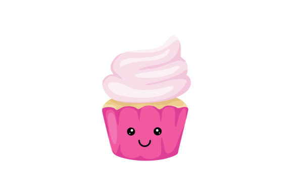 Sweet Smile Cupcake Kawaii Illustration: Graphics & Illustrations