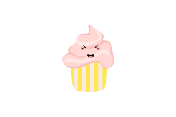 Yummy Pinky Cupcake Kawaii Illustration Graphics